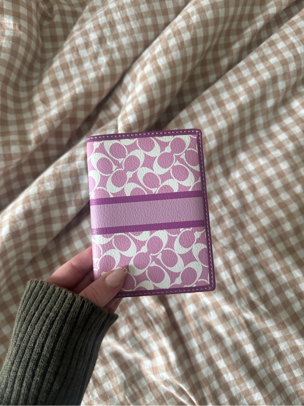 Coach Purple/Pink Signature Leather Passport Holder